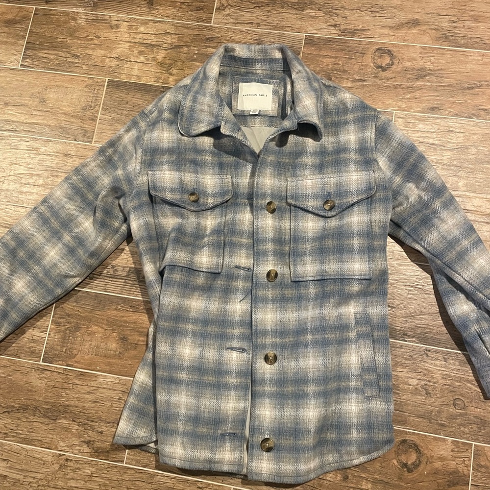 American Eagle Plaid Blue Coat